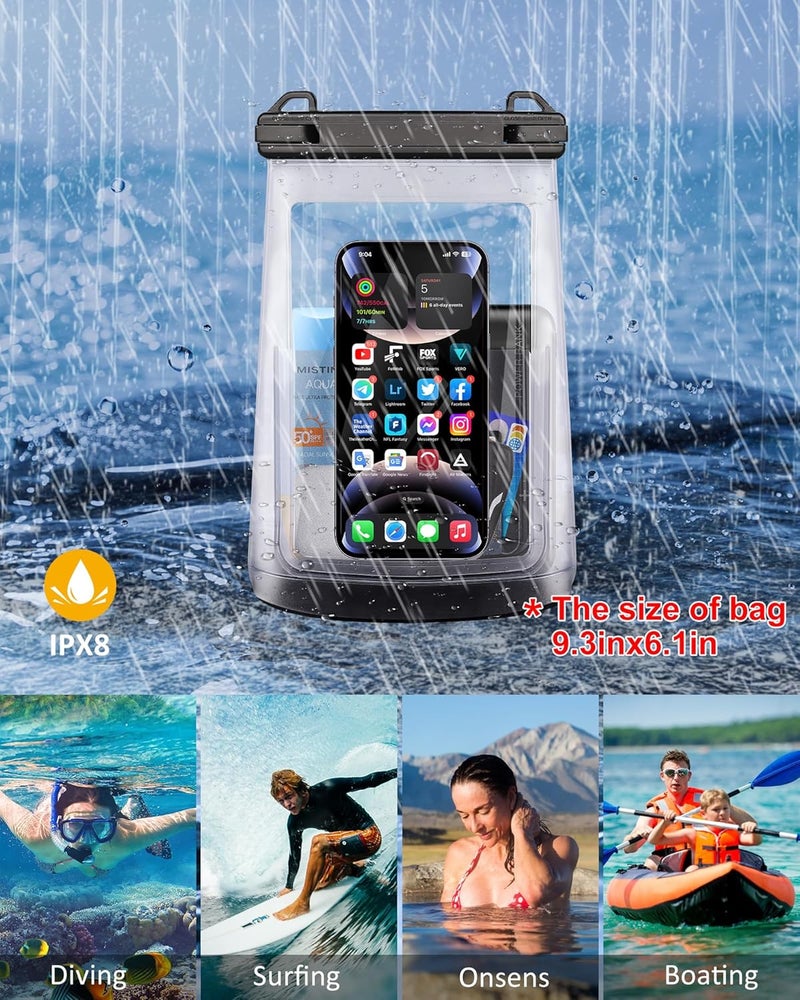 Jzocon Waterproof Phone Pouch for iPhone 16 15 14 11 Pro Max & Galaxy S24 S21 - Floating Large Capacity Dry Bag Stores Sunscreen, Sunglasses - Oversized Waterproof Bag for Beach, Swimming, Kayaking - Image 5